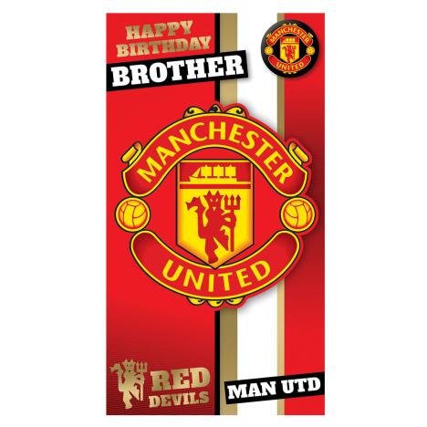 Brother Manchester United Birthday Card with Badge (MU051-11 ...