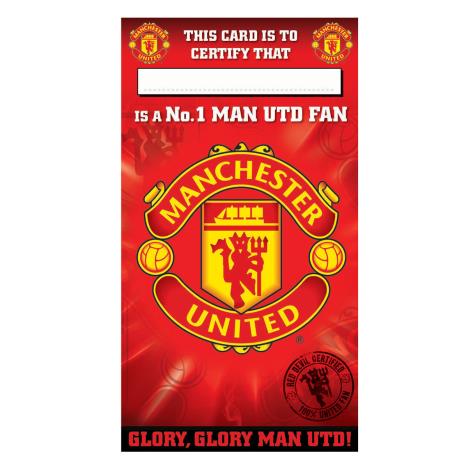 No.1 Fan Personalisable Manchester Utd Certificate Birthday Card  £2.45