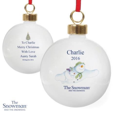 Personalised The Snowman & The Snowdog Flying Bauble  £11.99