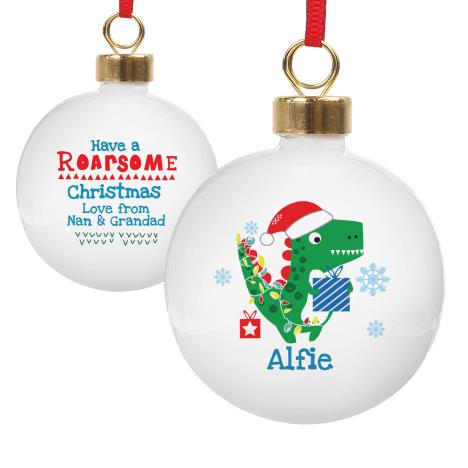 Personalised Dinosaur Have a Roarsome Christmas Bauble False £10.99