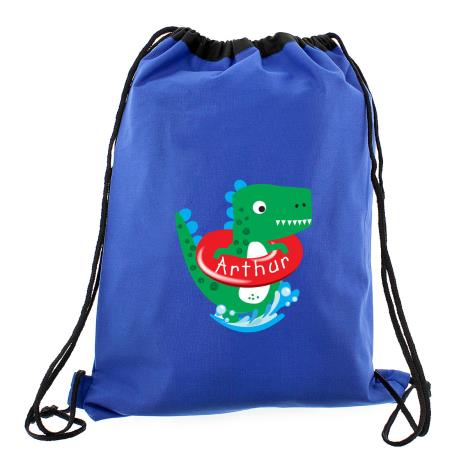 Personalised Dinosaur Blue Swim Bag False £16.99