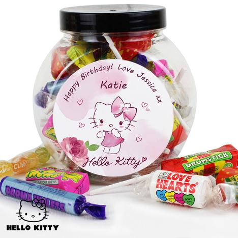 Personalised Hello Kitty Pink Blush 250g Sweets Jar  £8.99