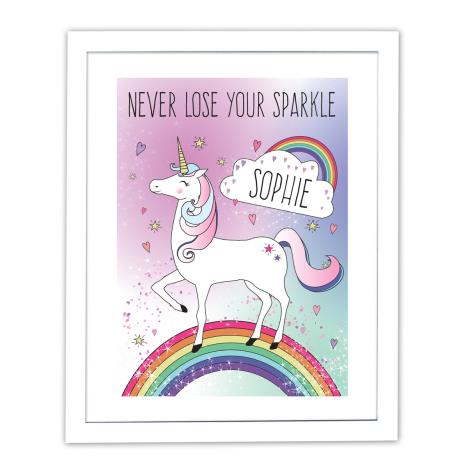 Personalised Unicorn White Framed Print  £19.99