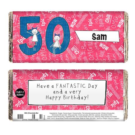 Personalised Purple Ronnie Big Age Birthday 100g Milk Chocolate Bar  £6.99