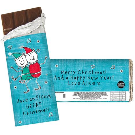 Personalised Purple Ronnie Christmas Elves Milk Chocolate Bar  £6.99