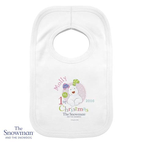 Personalised The Snowdog My 1st Christmas Bib Pink  £8.99