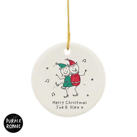 Personalised Purple Ronnie Christmas Elves Ceramic Decoration  £9.99