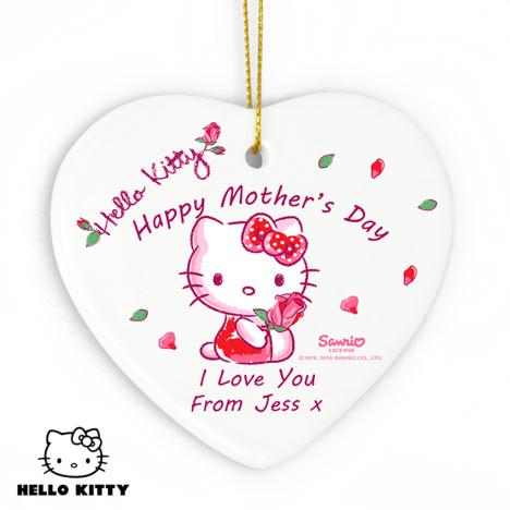 Personalised Hello Kitty Cherry Bloom Ceramic Heart Decoration  £9.99