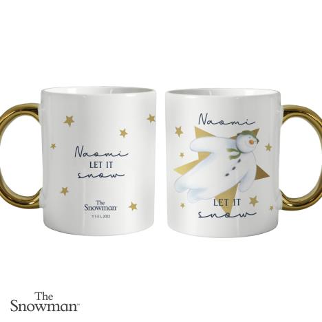 Personalised The Snowman Let it Snow Gold Handed Mug   £16.99