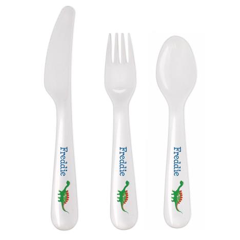 Personalised Dinosaur 3 Piece Plastic Cutlery Set False £9.99