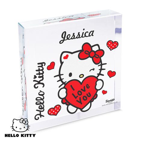Personalised Hello Kitty I Love You Large Crystal Block  £19.99