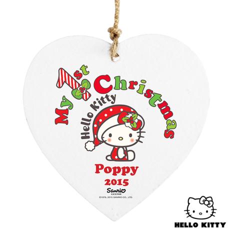 Personalised Hello Kitty My 1st Christmas Wooden Decoration  £9.99