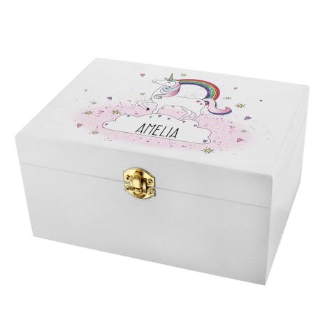 Personalised Unicorn White Wooden Keepsake Box  £24.99