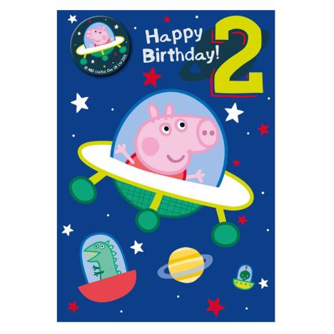 2nd Birthday Peppa Pig Space Card With Badge  £2.45