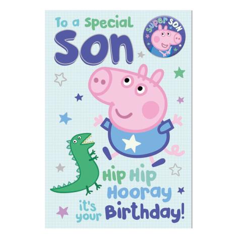 Special Son Peppa Pig Birthday Card With Badge  £2.10