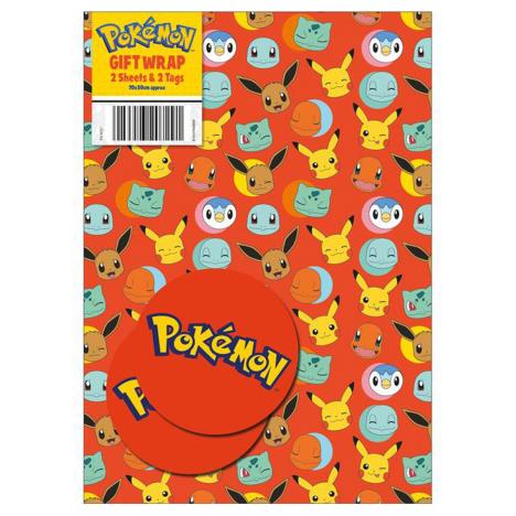 Pokemon Orange Gift Wrap & Tags  £2.20