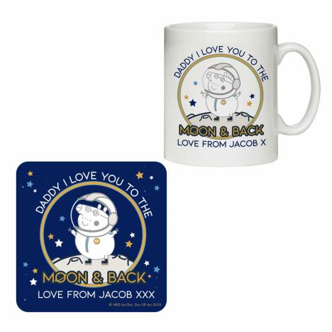 Personalised Peppa Pig Daddy Moon & Back Mug & Coaster  £14.99